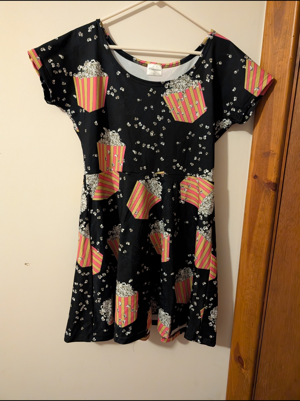 Kids Black Popcorn Print Skater Dress